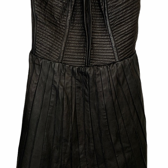 Parker Sz M Black Leather Corset Mini Dress - Picture 4 of 7